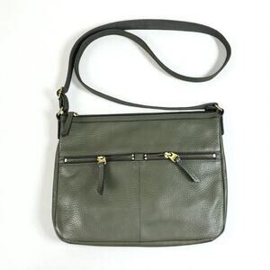 FOSSIL Elise Cow Pebble Leather Crossbody Bag Olive Green Classic Travel Timeles